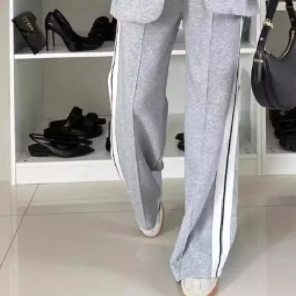Gray Track Pants with White Stripes with Matching blazer - Picture 1 of 3
